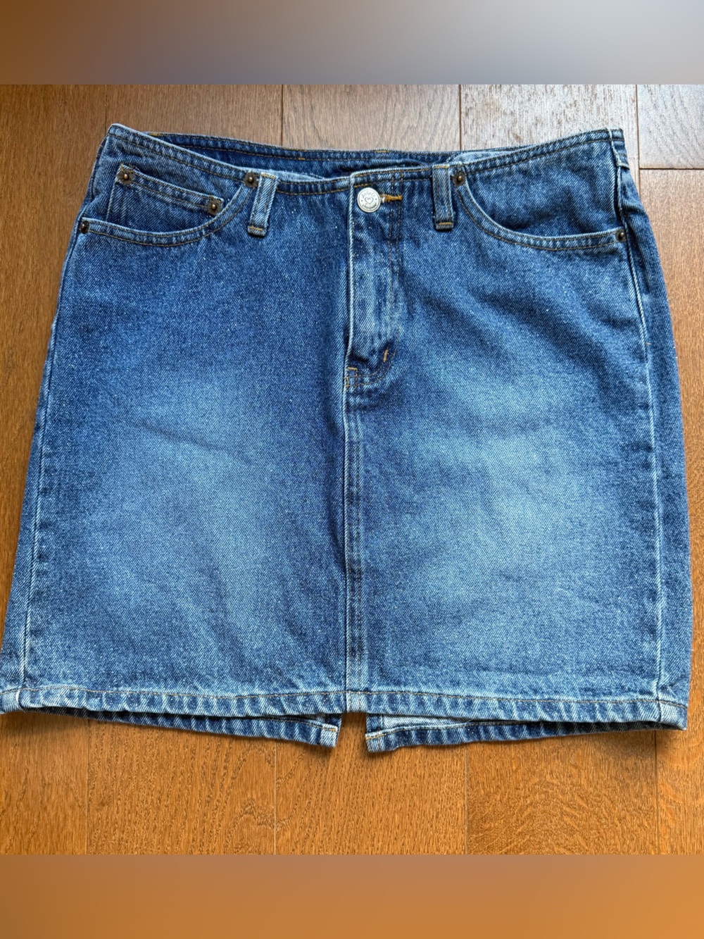 Classic Blue Denim Sparkly Mini Skirt